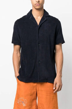 Howell Button Down Short Sleeve Terry Polo in Night Iris