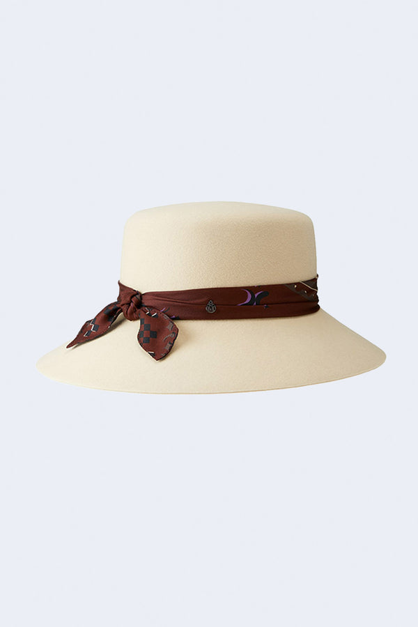 Kendall Silk On Felt Bucket Hat in Seed Pearl