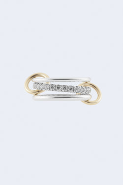 Petunia SG Sterling Silver Diamond Linked Rings with Yellow Gold Connectors