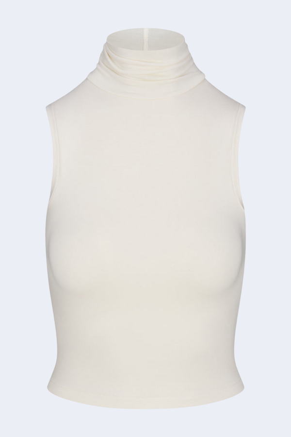 Harlow Sleeveless Turtleneck Top in Ivory