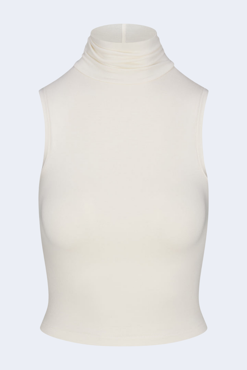 Harlow Sleeveless Turtleneck Top in Ivory