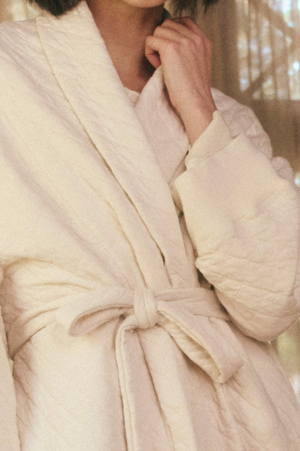 The Quilted Robe in Washed White