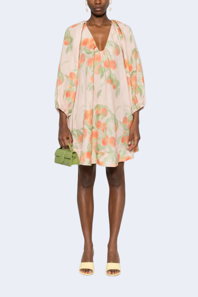 Georgette Short Dress in Peachtree Peach