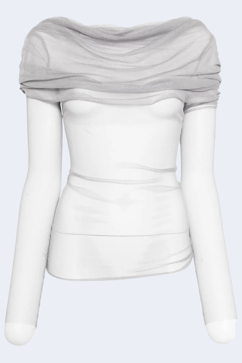 Veiled Top in Slate Grey