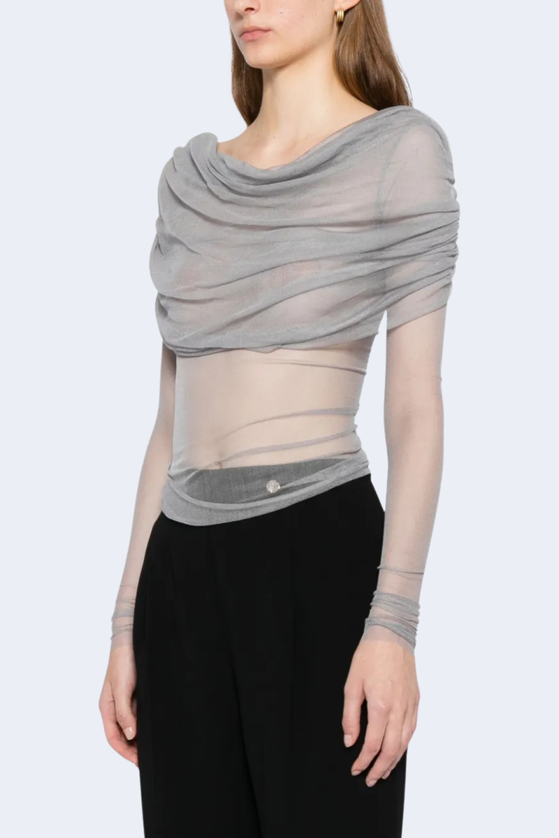 Veiled Top in Slate Grey