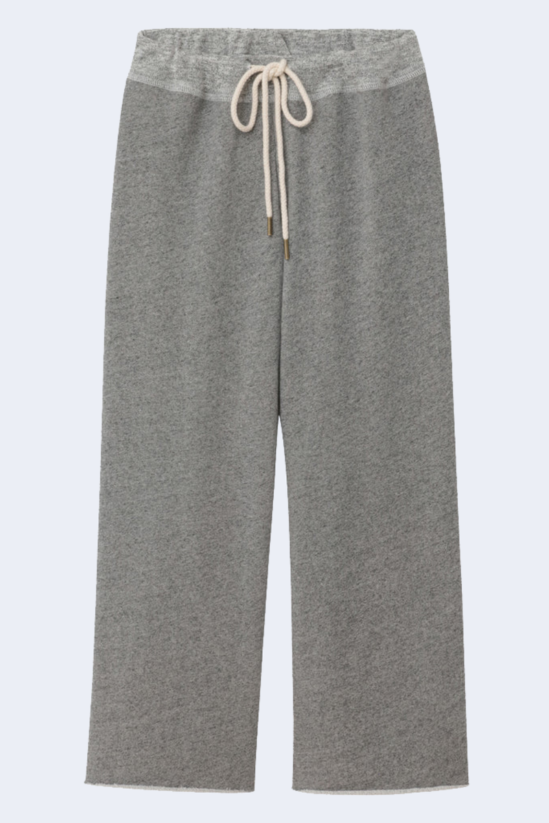 The Wide Leg Cropped Sweatpant in Varsity Grey