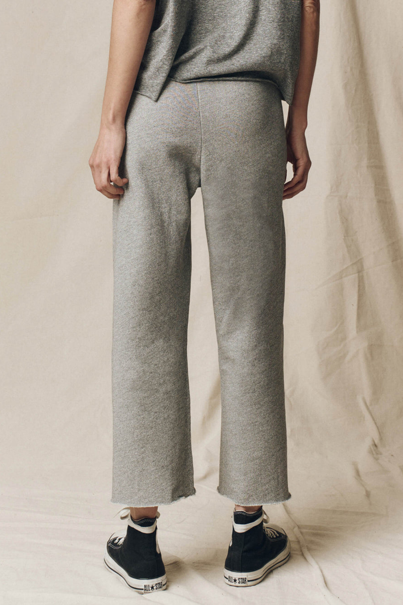 The Wide Leg Cropped Sweatpant in Varsity Grey