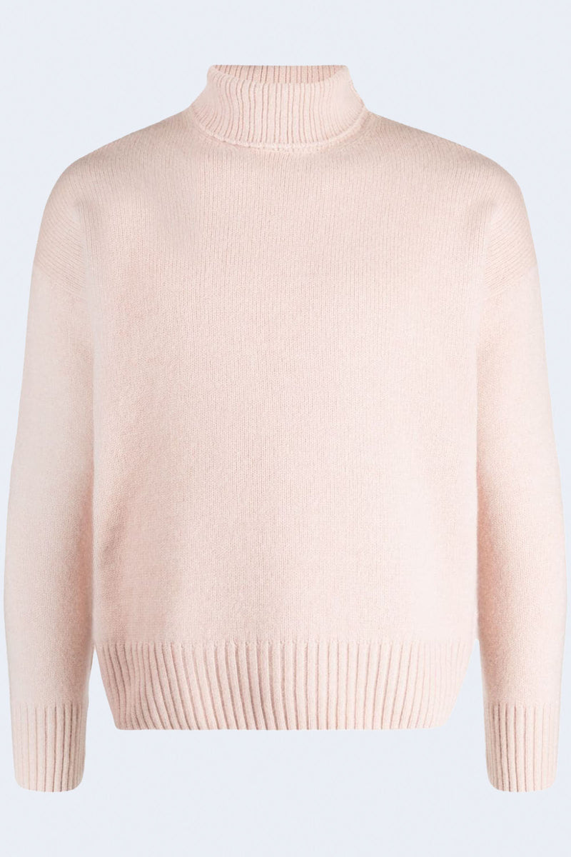 Wool Cashmere Knit Sweater in Powder Pink