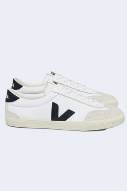 Men's Volley Canvas Sneaker in White & Black