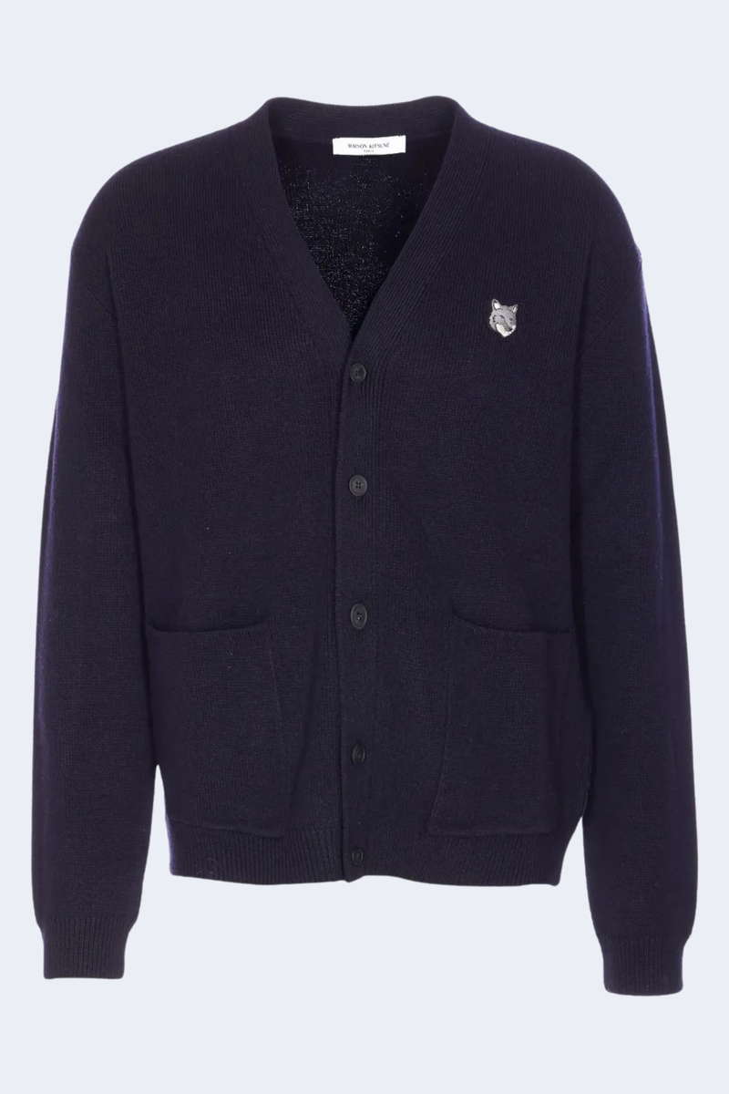Fox Head Milano Lambswool Cardigan  in Classy Navy