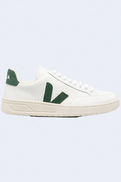 Men's V-12 Leather Sneaker in Extra-White & Cyprus