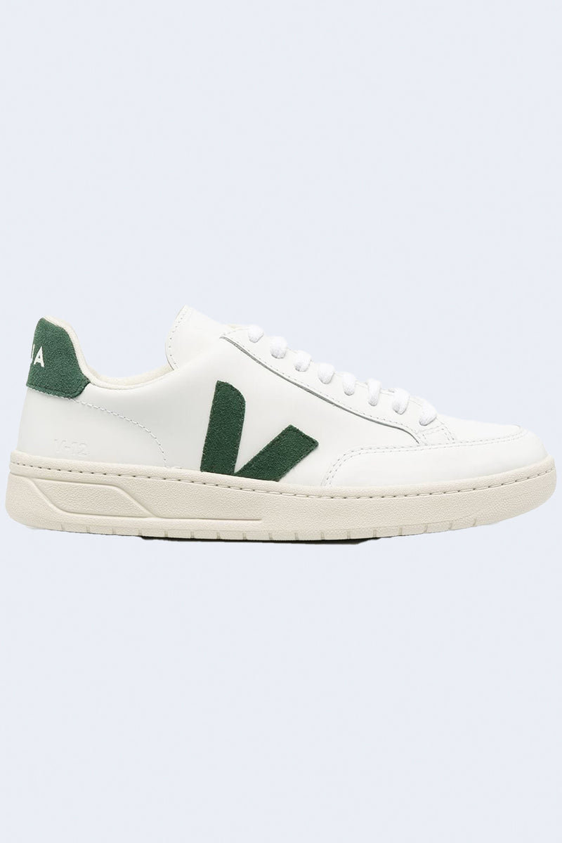 Men's V-12 Leather Sneaker in Extra-White & Cyprus