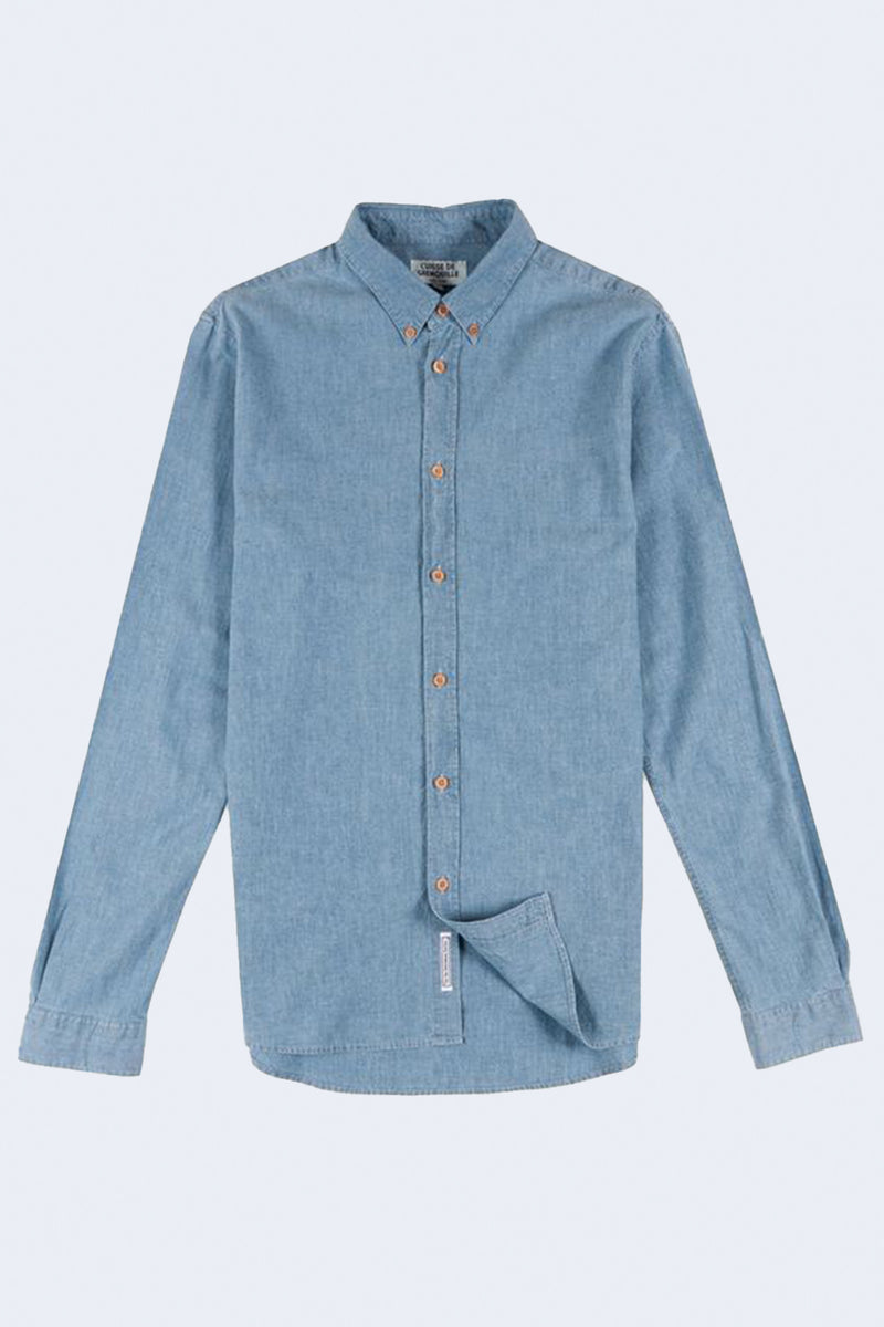 Paulin Collared Shirt in Bleached Chambray