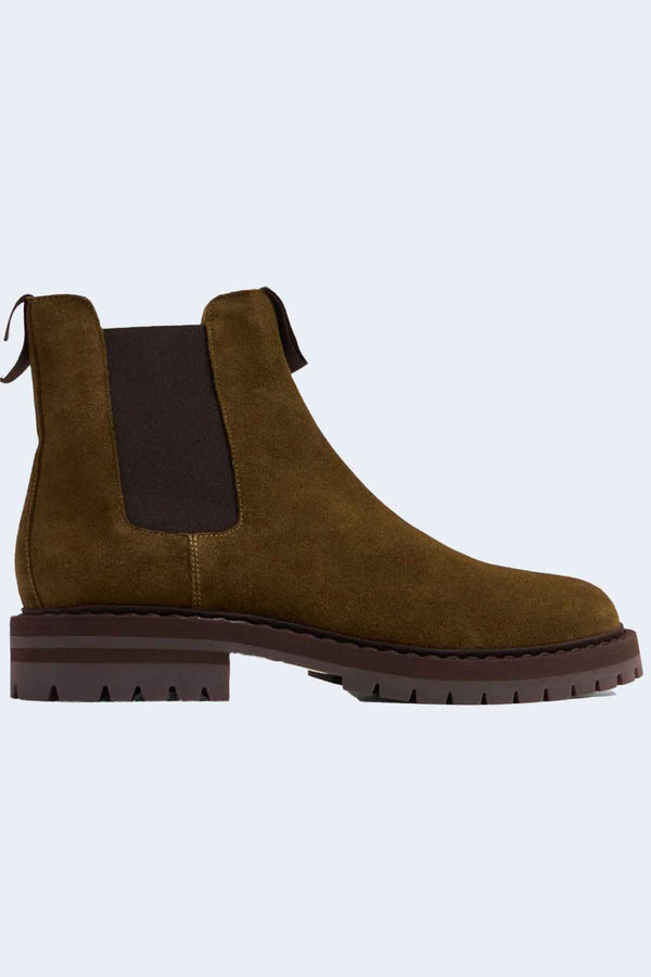 Men's Waxed Suede Chelsea Boot in Taupe