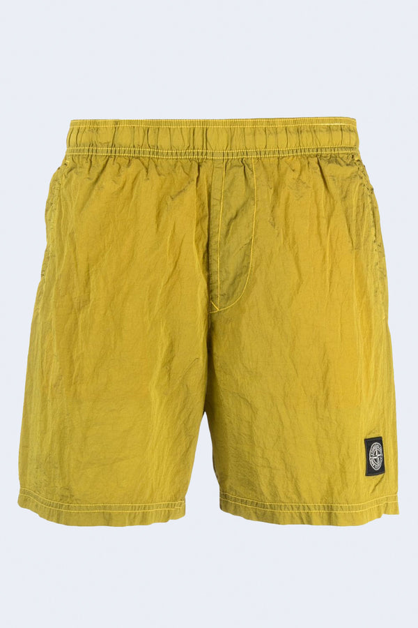 Elastic Waist Swim Short in Yellow