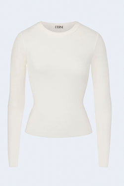 Long Sleeve Fitted Top Cream in Cream