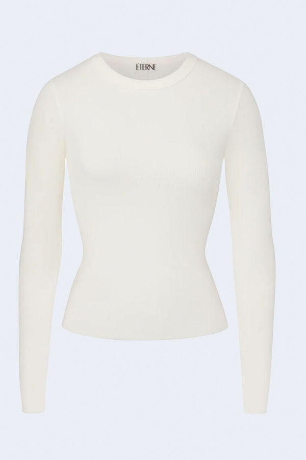 Long Sleeve Fitted Top Cream in Cream