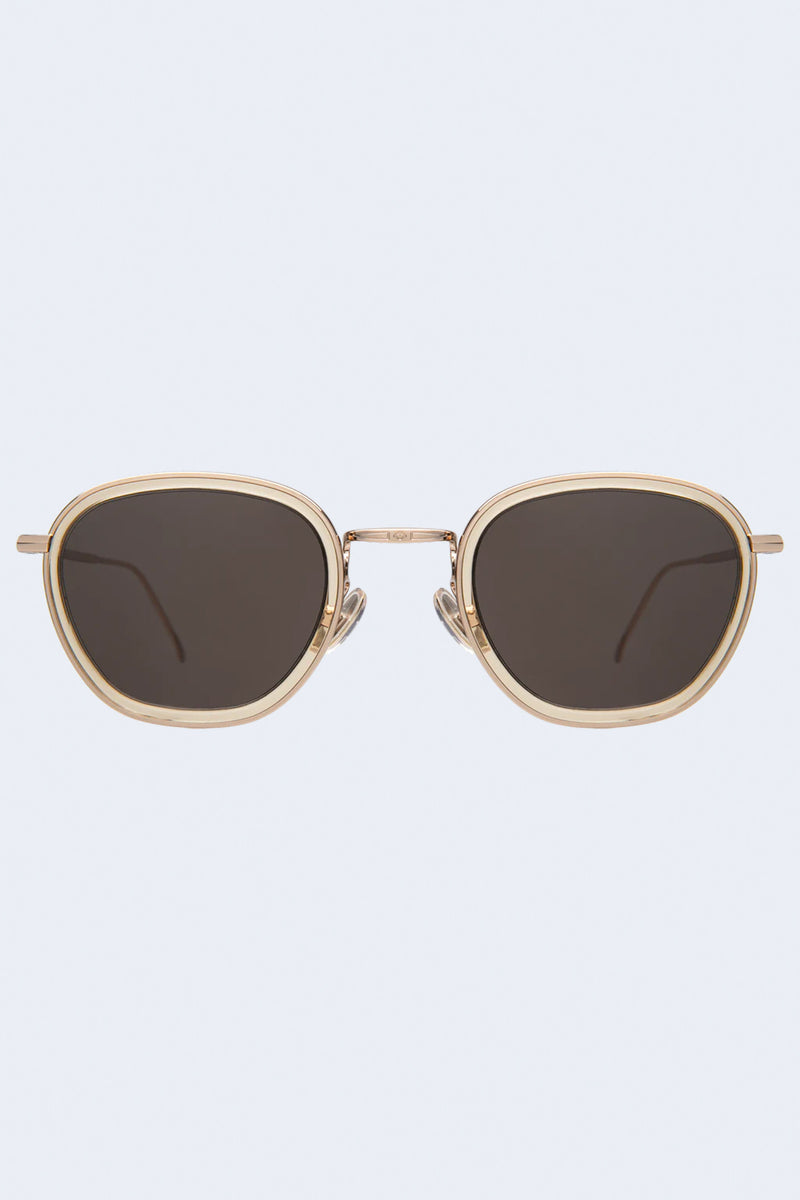 Prince Tate Sunglasses in Citrine/Gold W/ Grey Flat Lenses