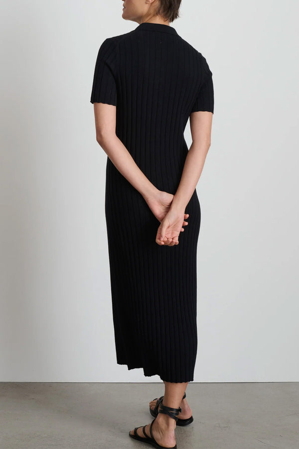Alice Ribbed Sweater Dress in Black