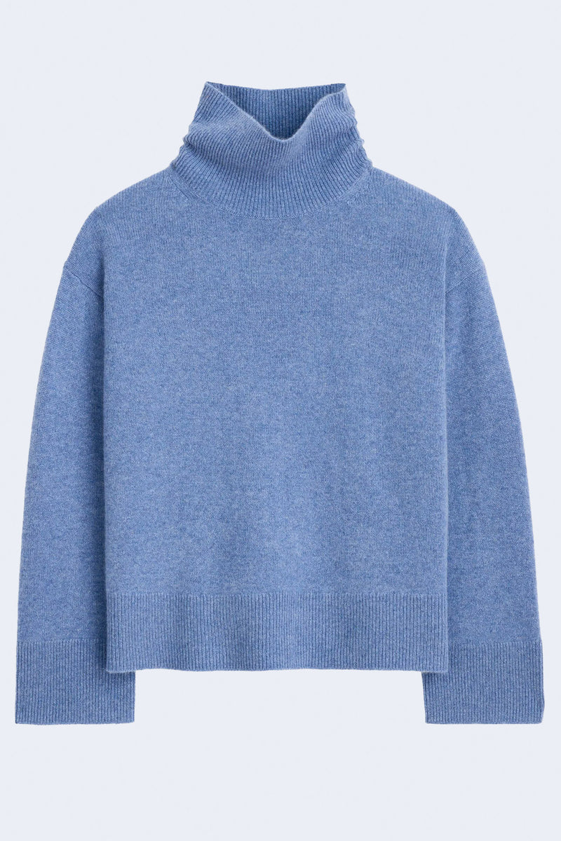 Women's Cashmere Cecile Turtleneck Sweater in Heather Blue