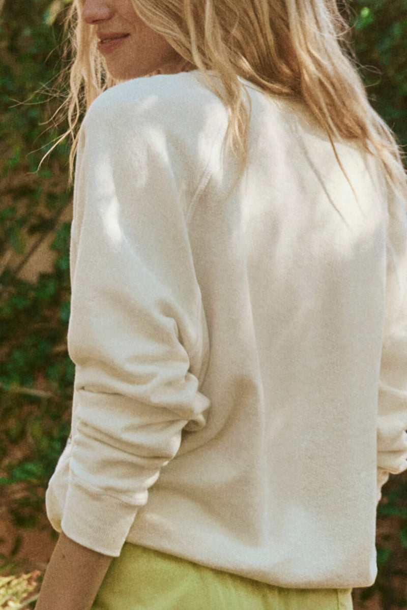 The College Sweatshirt With Sailboat Palm Graphic in Washed White
