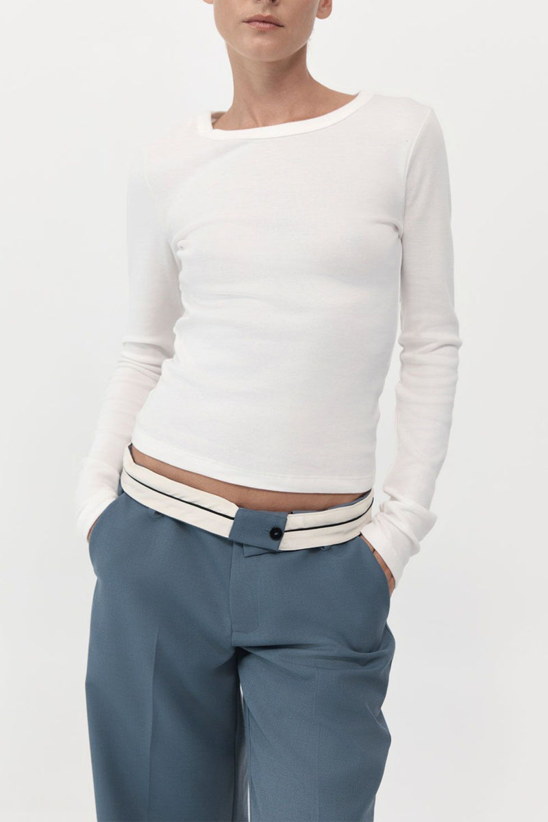 Organic Cotton Long Sleeve Top in White