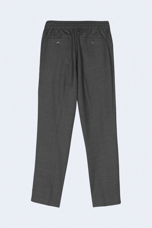 Elasticated Waist Pant in Wool Viscose Canvas Heather Grey