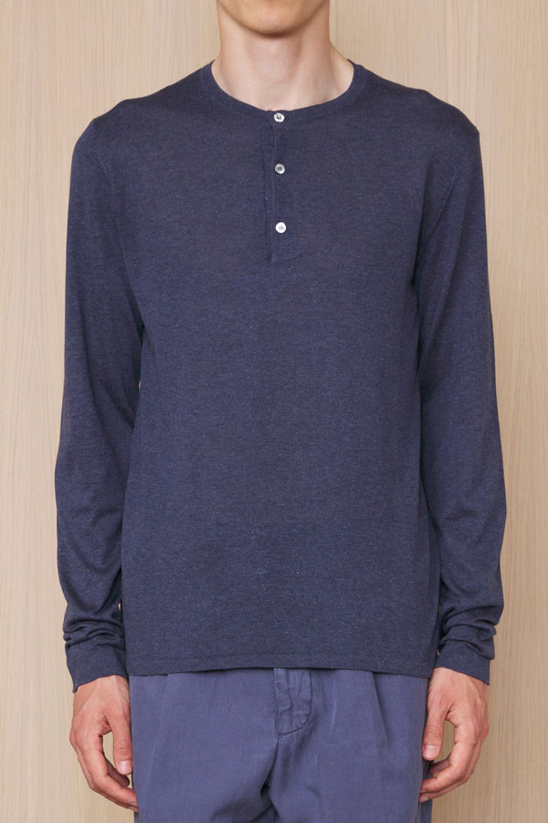 Hansel Italian Organic Cotton Tencel Shirt in Heather Blue