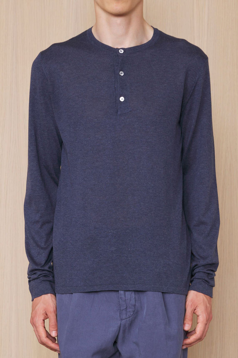 Hansel Italian Organic Cotton Tencel Shirt in Heather Blue