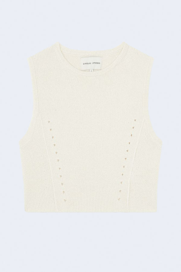 Chace Cropped Top in Rice Ivory
