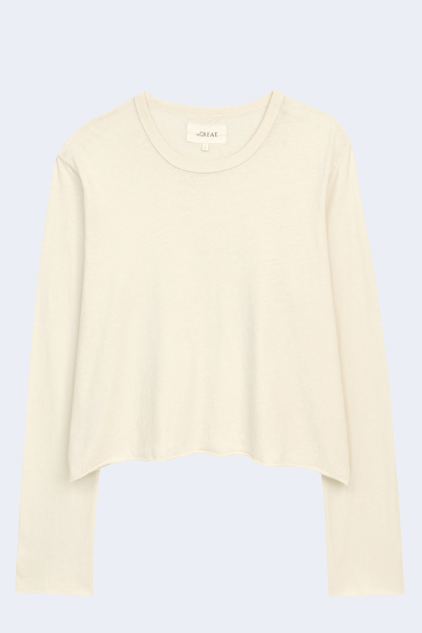 The Long Sleeve Crop Tee in Washed White