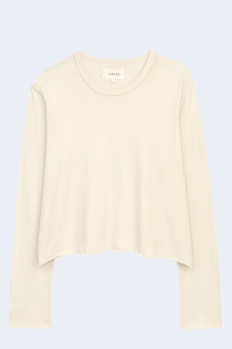 The Long Sleeve Crop Tee in Washed White