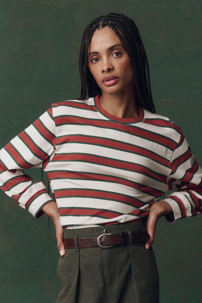 The Campus Crew in Cream Brindle Stripe