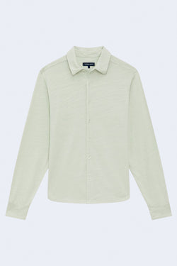 Marcio Long Sleeve Linen Blend Jersey Flame Shirt in Mineral