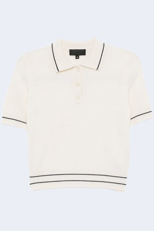 Carline Polo Sweater in Ivory/Black