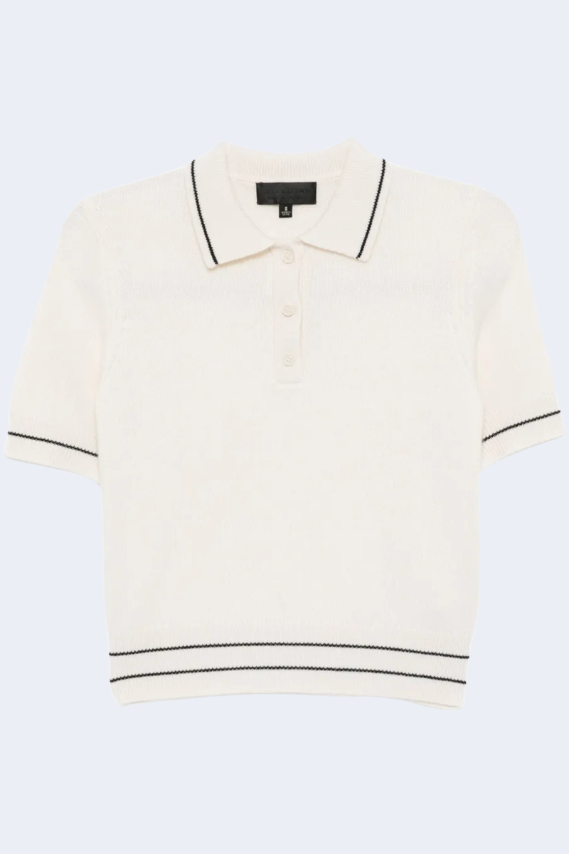 Carline Polo Sweater in Ivory/Black