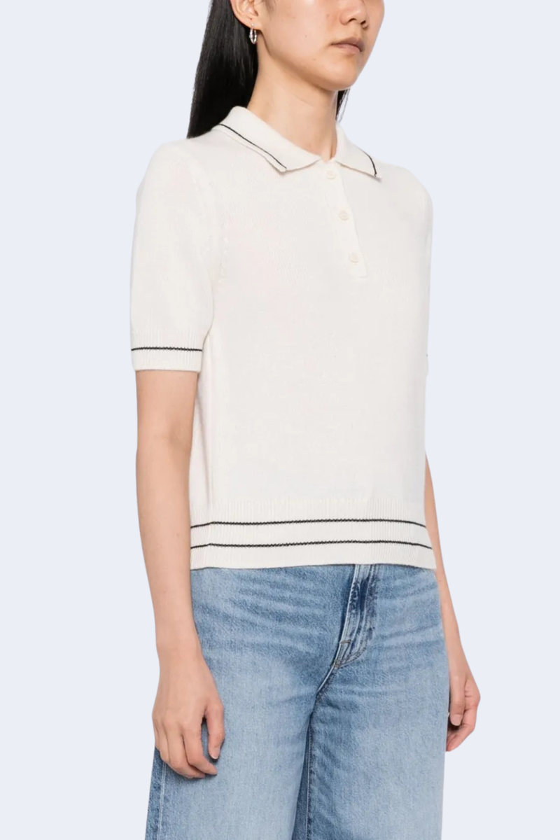 Carline Polo Sweater in Ivory/Black
