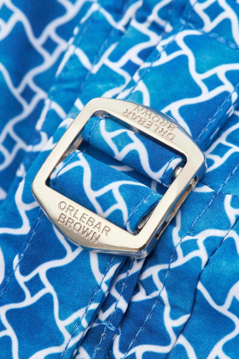 Bulldog High-Low Geo Swim Short in Catalina Blue