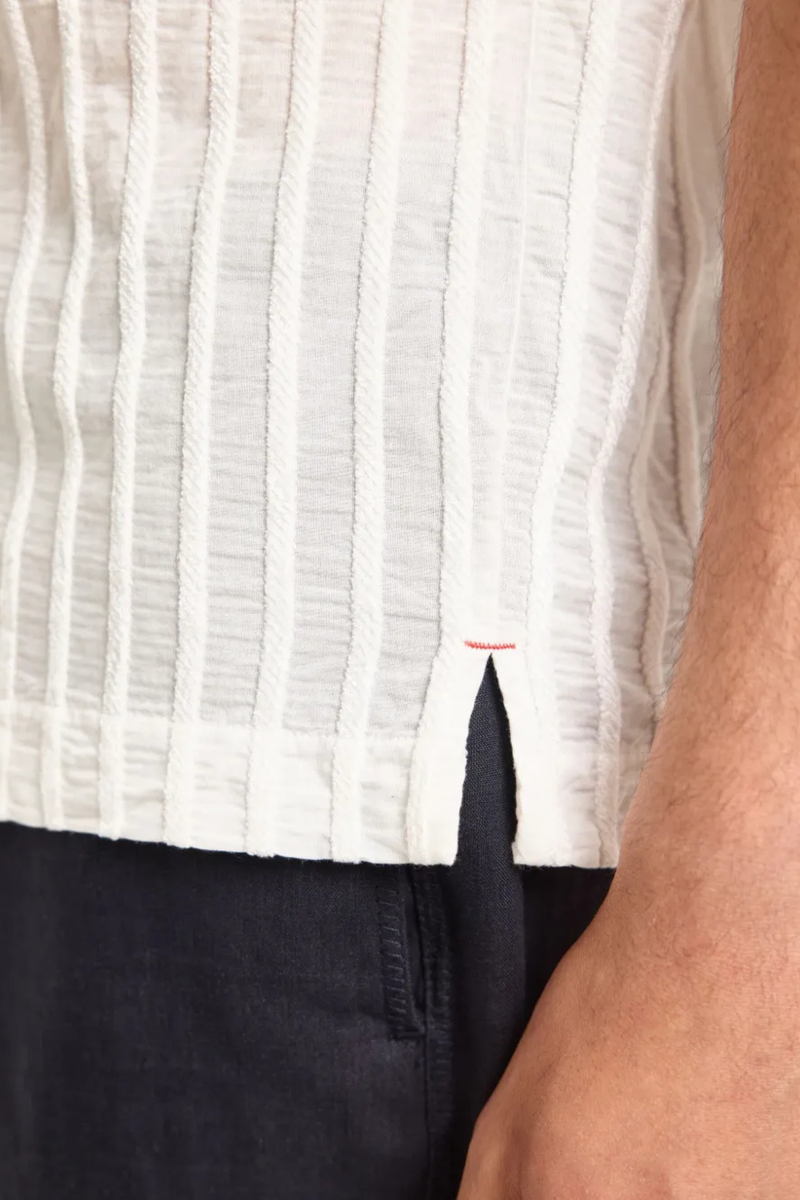 Maitan Tonal Chenille Stripe Shirt in White