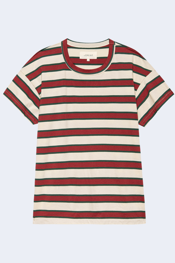 The Boxy Crew in Cream Brindle Stripe