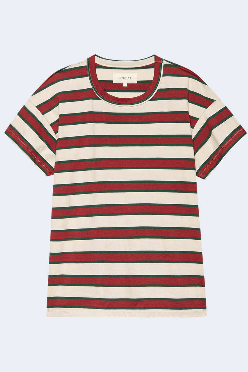 The Boxy Crew in Cream Brindle Stripe