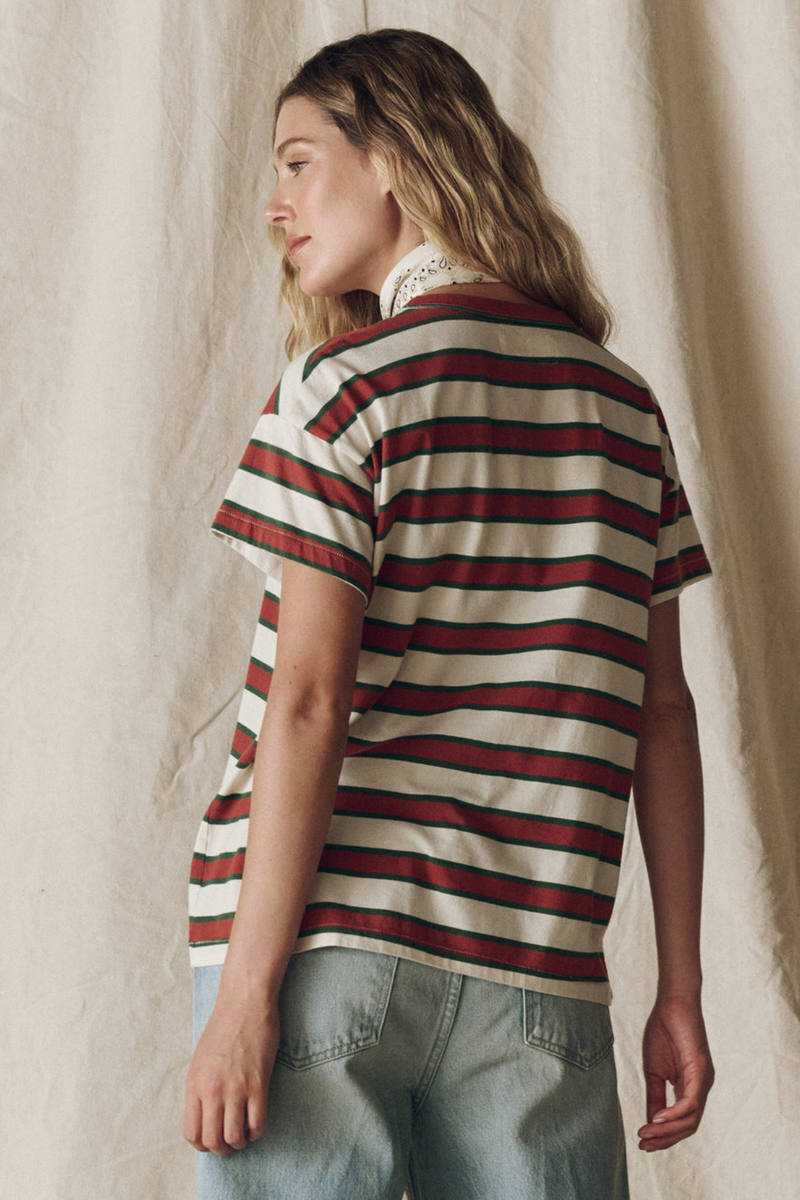 The Boxy Crew in Cream Brindle Stripe