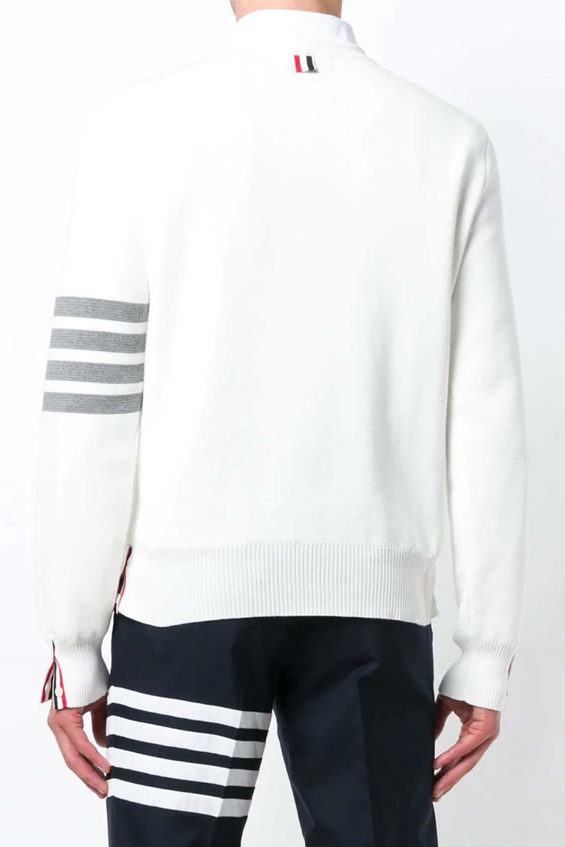 Milano Stitch Cotton Crepe Crewneck Pullover in White