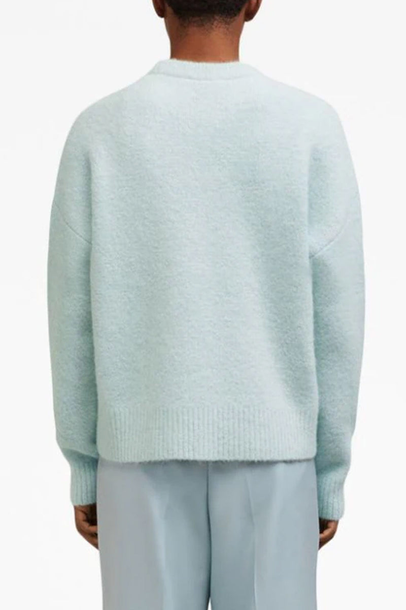 Hairy Alpaca Knit Adc Sweater in Aquamarine Ivory