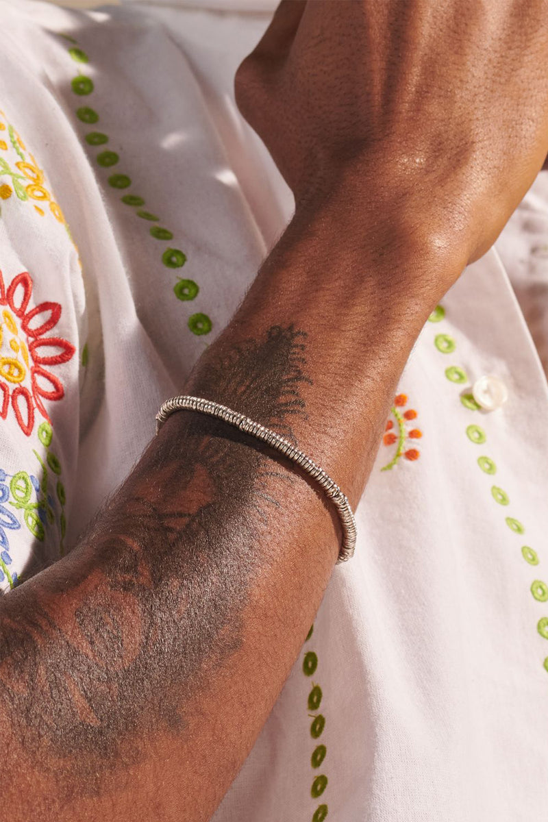 Classic Chain Heishi Silver Bracelet in Silver