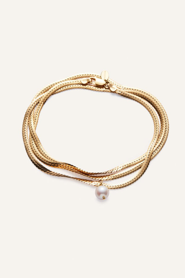 Gold-plated Freshwater Cultured Pearls Bracelet in Silver