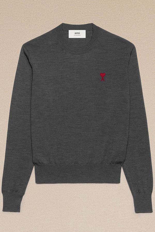 Red Adc Sweater in Wool Viscose Canvas Heather Grey