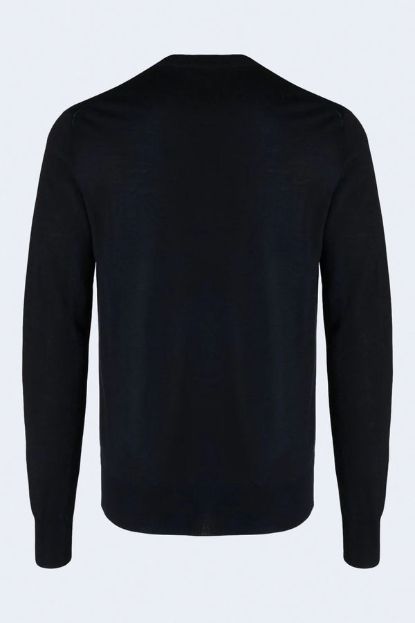 Maglia Girocollo Unito Tinto Capo Pullover in Navy