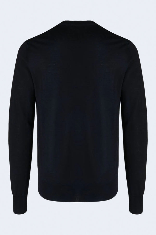 Maglia Girocollo Unito Tinto Capo Pullover in Navy