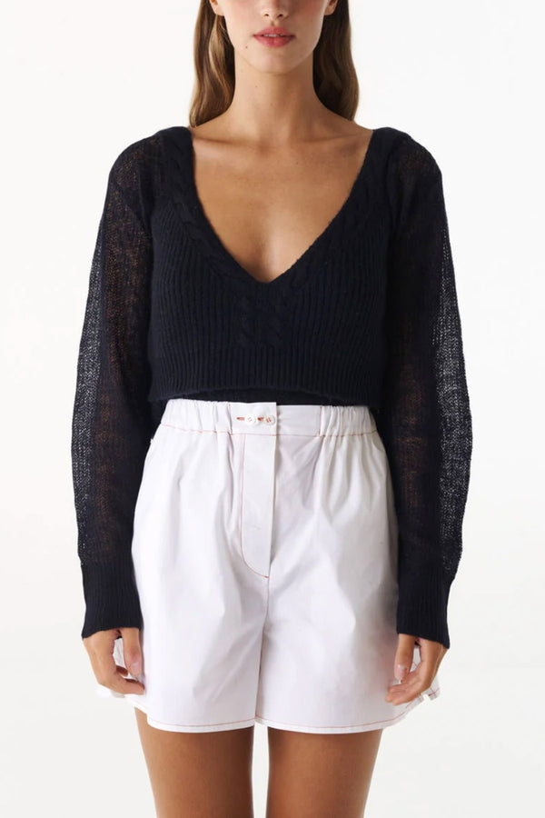 Halles Cropped Sweater in Navy
